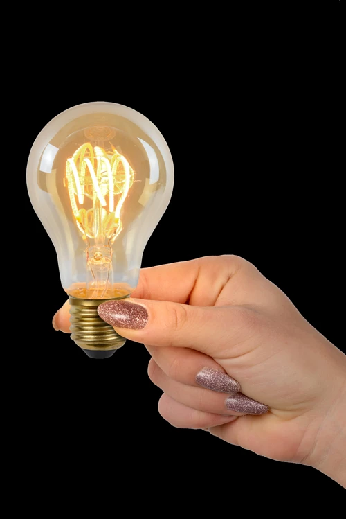 Lucide A60 TWILIGHT SENSOR - Filament bulb - Ø 6 cm - LED - E27 - 1x4W 2200K - Day/Night Sensor - Amber - atmosphere 1